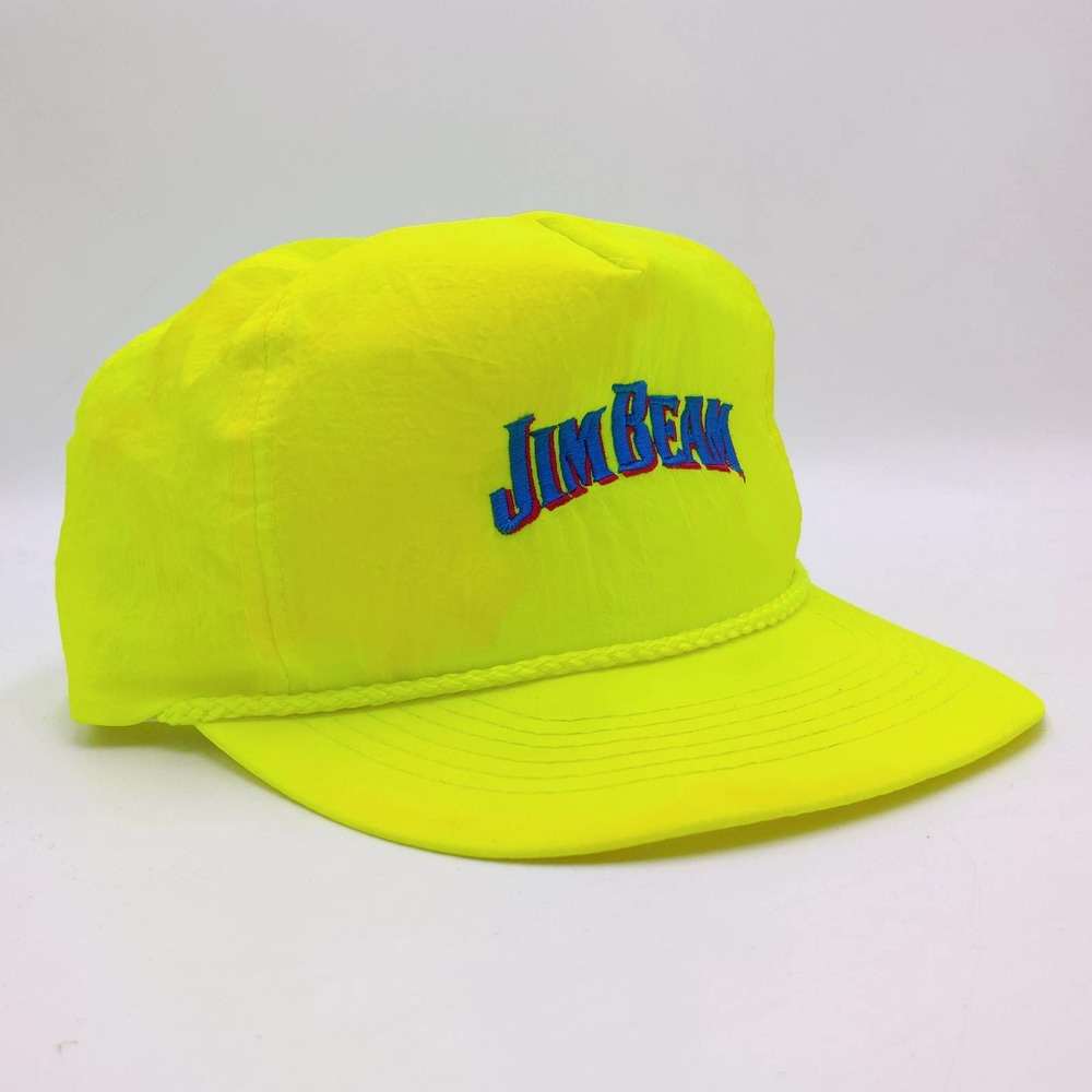 Jim Beam Tie Dye Neon Snapback Trucker Hat Nylon Cap Whiskey Alcohol 90s Vintage